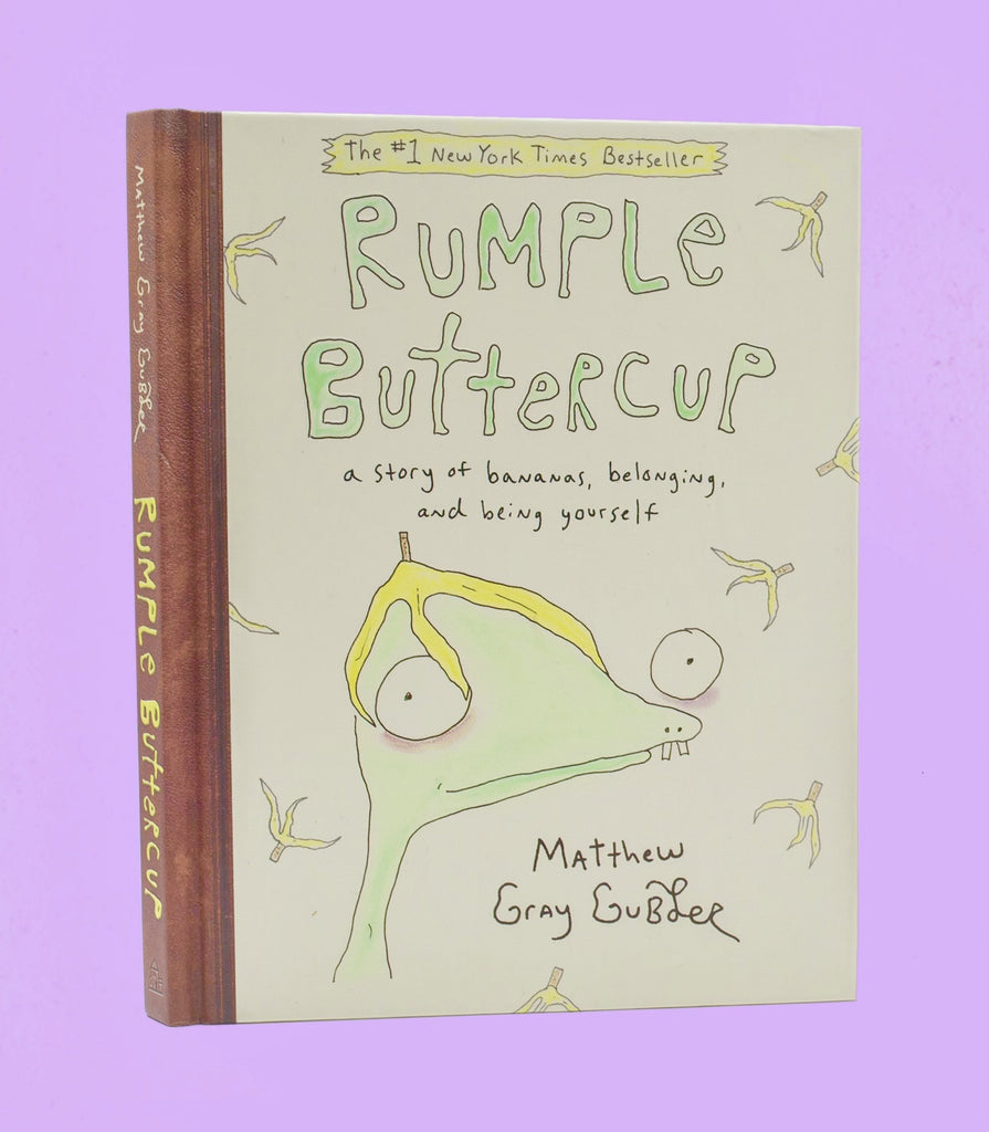  Image of Rumple Buttercup book cover on purple background.